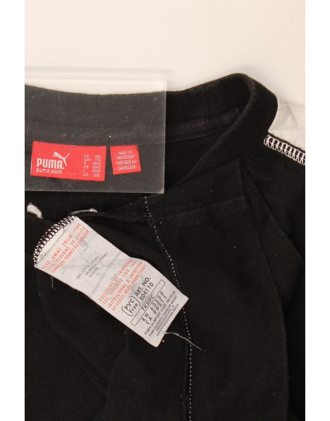 Мужская футболка с рисунком PUMA 2XL, черная, хлопок с цветными блоками