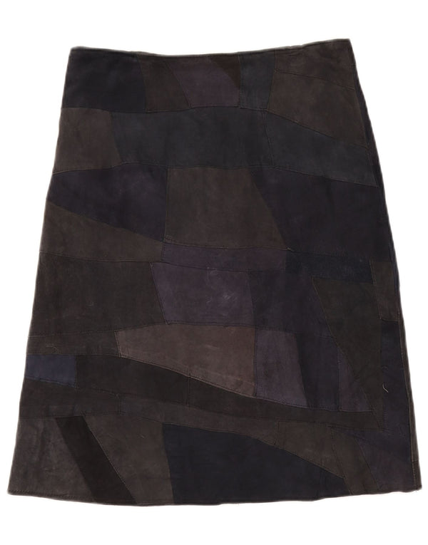 ВИНТАЖНАЯ женская замшевая юбка UK 10, маленькая W28, разноцветная лоскутная кожа