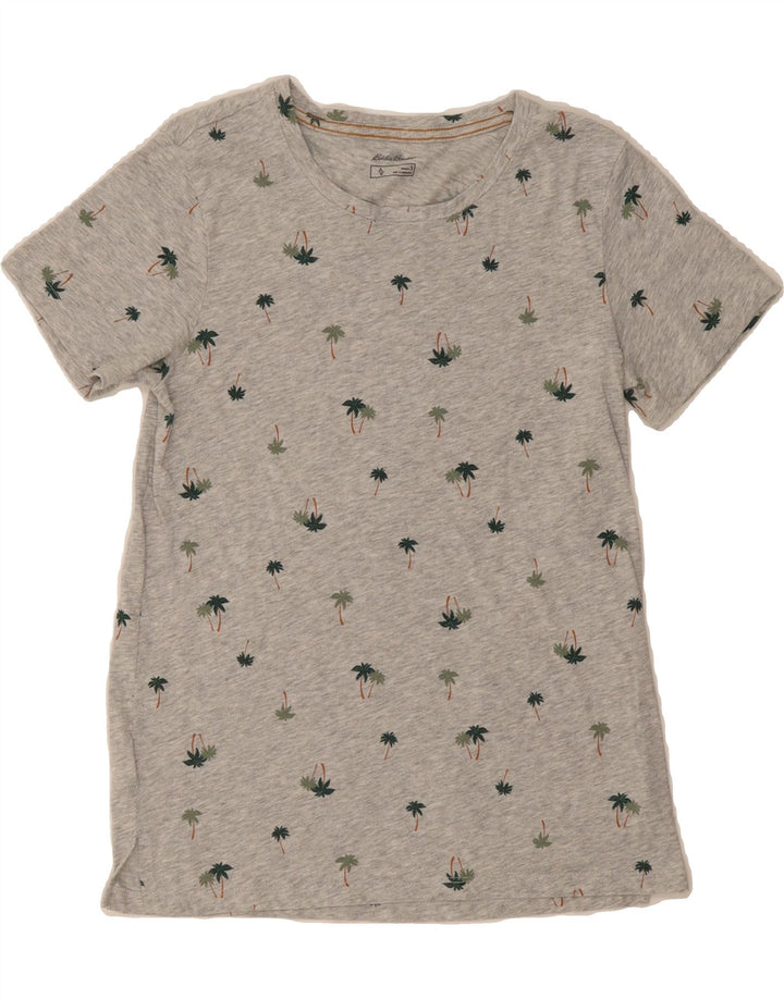 EDDIE BAUER Womens Abstract Pattern T-Shirt Top UK 10 Small Grey Cotton Vintage Eddie Bauer and Second-Hand Eddie Bauer from Messina Hembry 