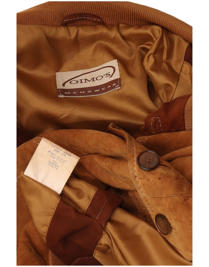 Мужской замшевый бомбер Gimo's UK 40, большой, бежевый кожаный