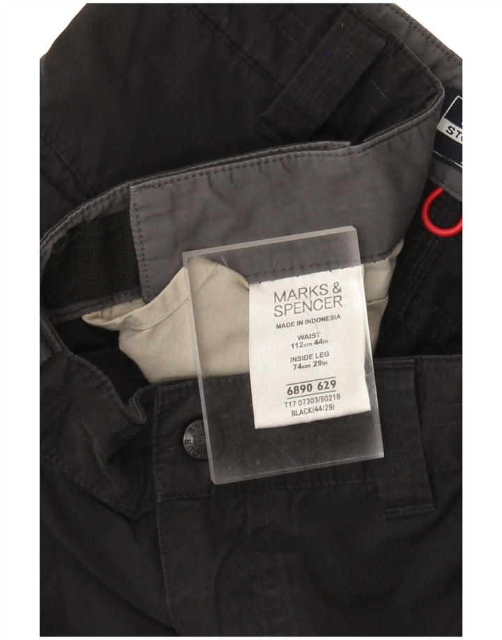 Мужские прямые брюки-карго Marks & Spencer W44 L29, черные, хлопковые
