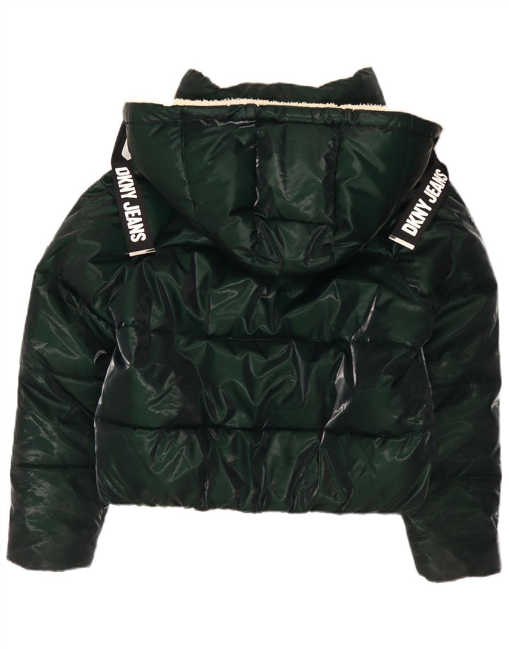 Женская утепленная куртка оверсайз с капюшоном Dkny UK 10, маленький зеленый полиэстер