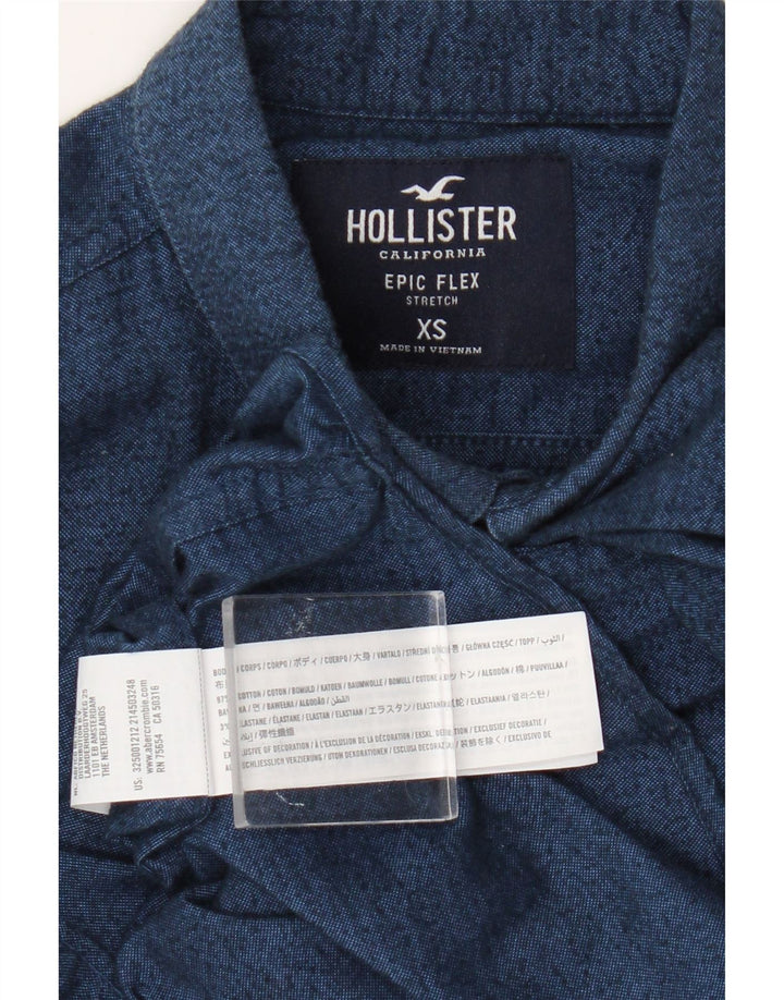 Мужская рубашка Hollister XS темно-синяя, хлопок