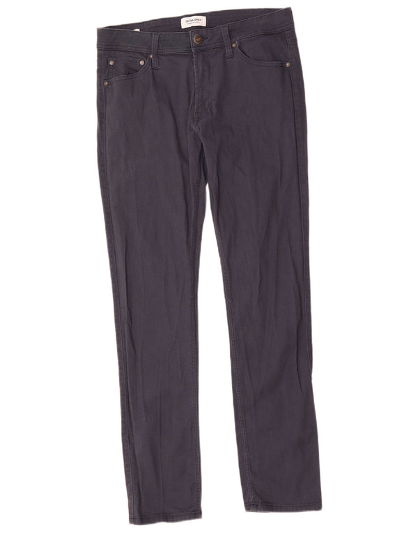 Мужские прямые повседневные брюки Jack & Jones W32 L32 темно-синие, хлопковые