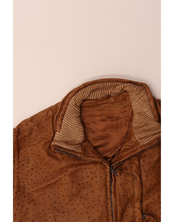 Мужской кожаный жилет VINTAGE IT 56 3XL Коричневый в пятнистый цвет