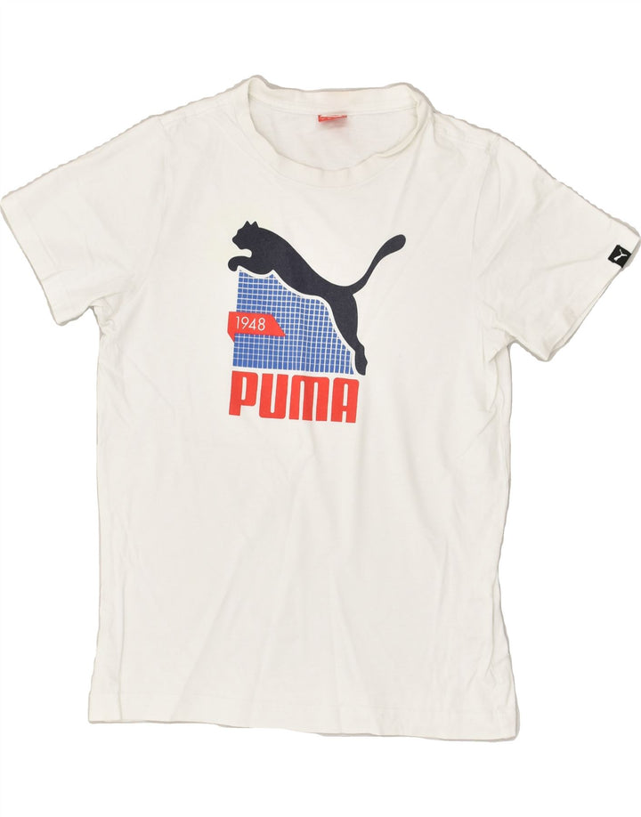 PUMA Boys Graphic T-Shirt Top 11-12 Years White Cotton | Vintage Puma | Thrift | Second-Hand Puma | Used Clothing | Messina Hembry 