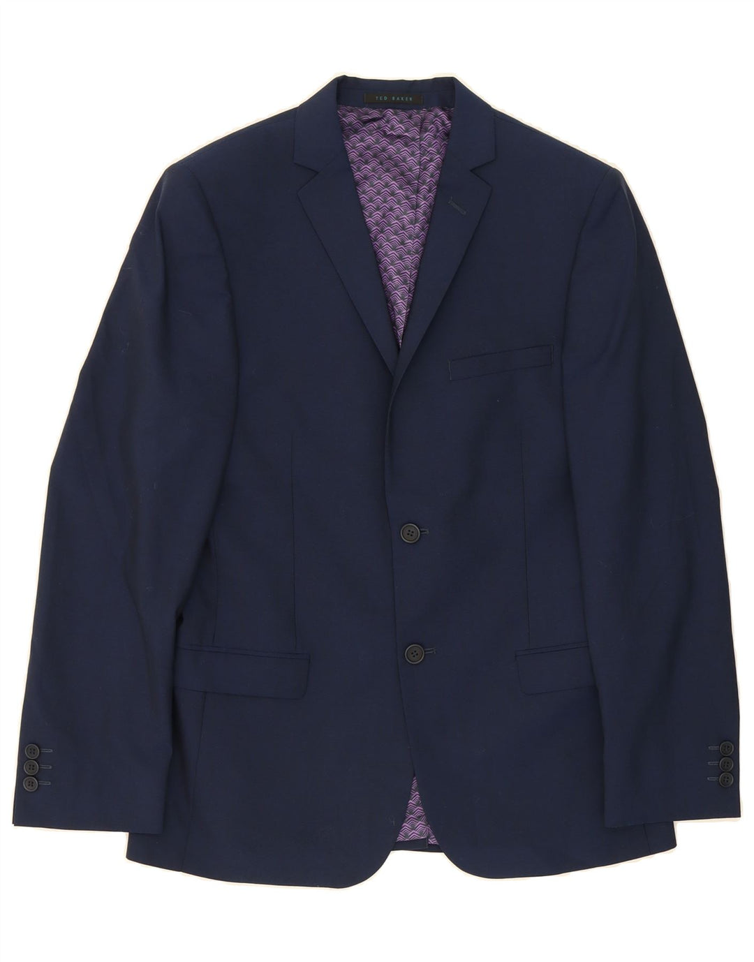 TED BAKER Mens 2 Button Blazer Jacket UK 38 Medium Navy Blue Wool Vintage Ted Baker and Second-Hand Ted Baker from Messina Hembry 