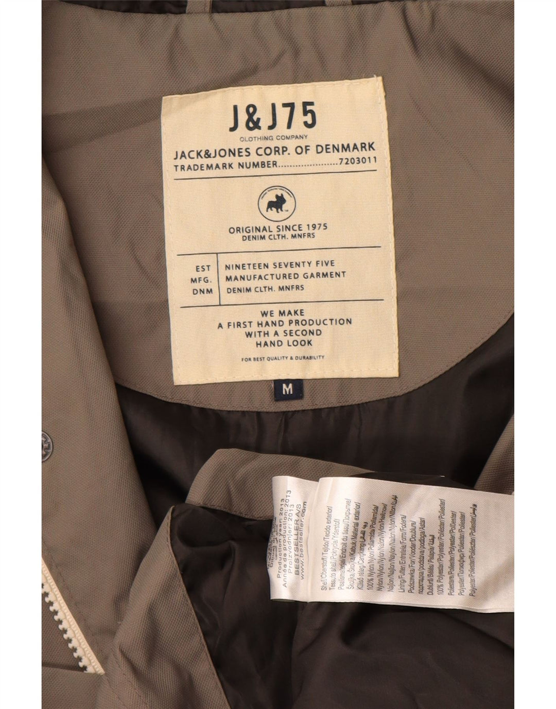 Мужская куртка JACK & JONES с капюшоном UK 38, средний серый нейлон