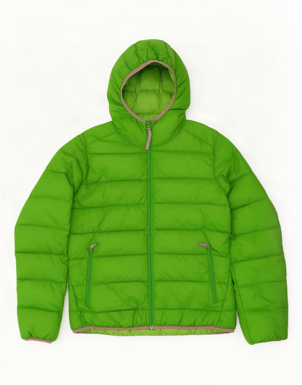 Женская стеганая куртка с капюшоном Jack Wolfskin UK 16, большой зеленый полиэстер