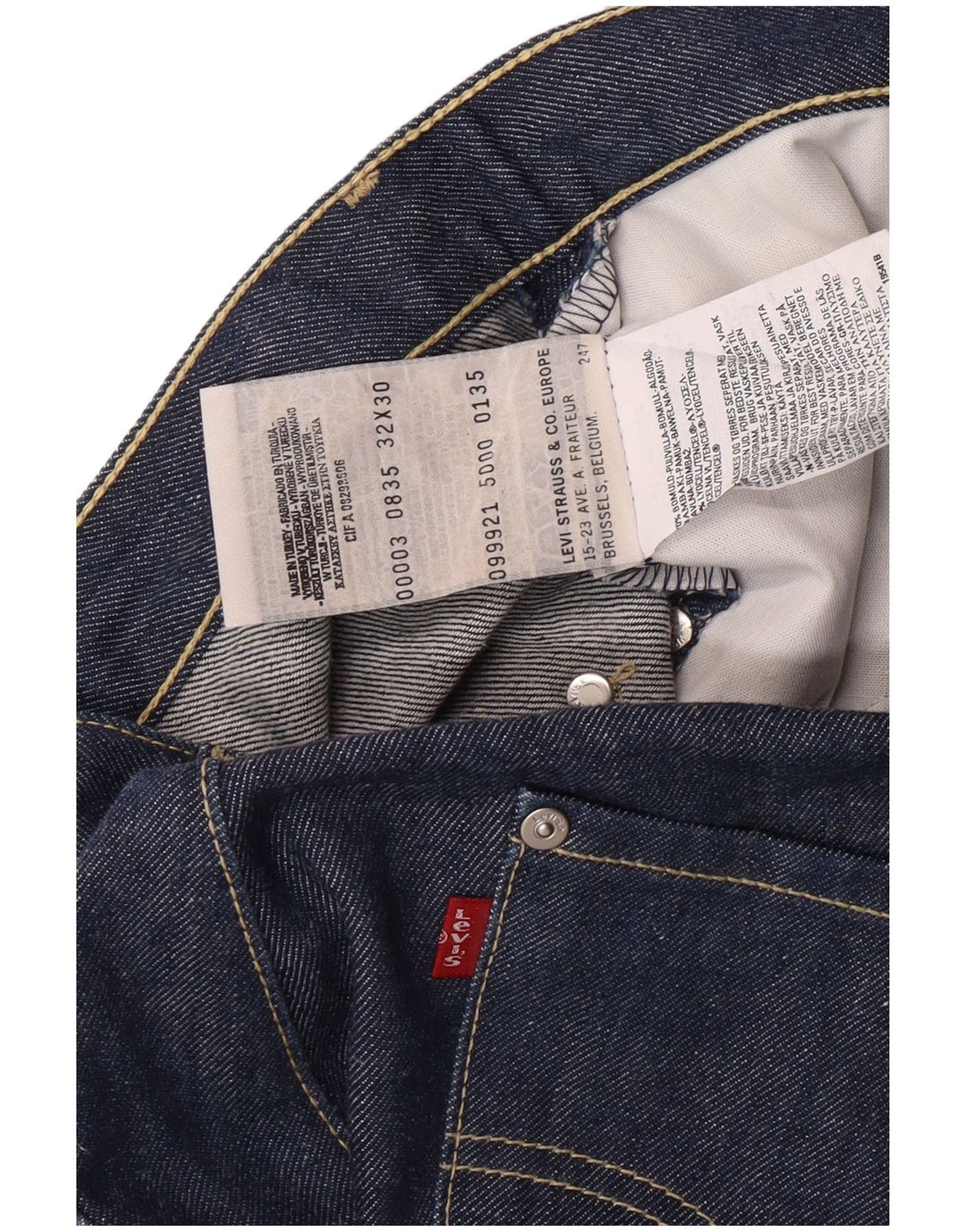 Мужские прямые джинсы LEVI'S 501 W32 L30 синие хлопковые классические