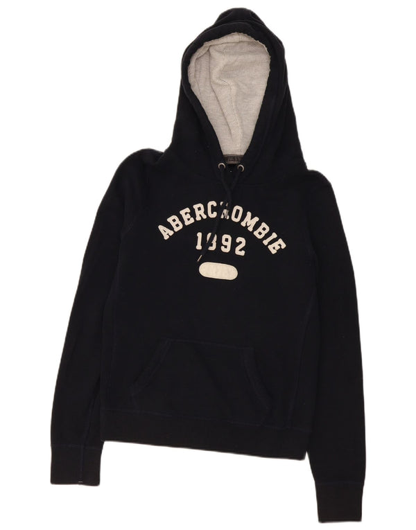 Женский джемпер с капюшоном с рисунком Abercrombie & Fitch UK 12, средний черный, хлопок