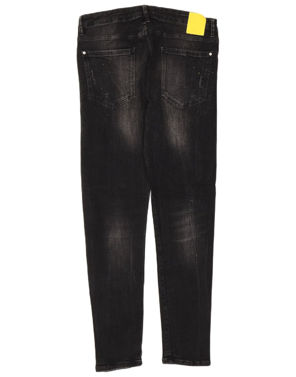 Мужские потертые джинсы скинни Zara EU 46 XL W36 L31, черный хлопок