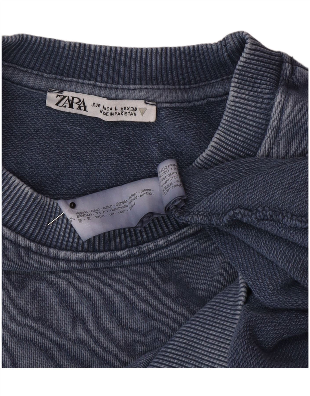 Женский джемпер оверсайз Zara UK 16, большой темно-синий хлопок