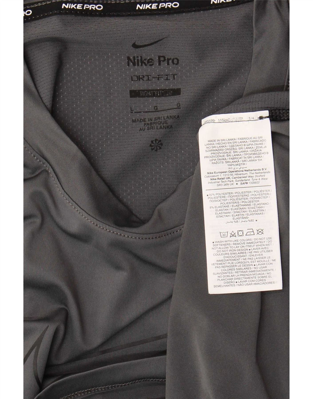 Мужская футболка Nike Dri Fit Slim Fit с рисунком, большой серый полиэстер