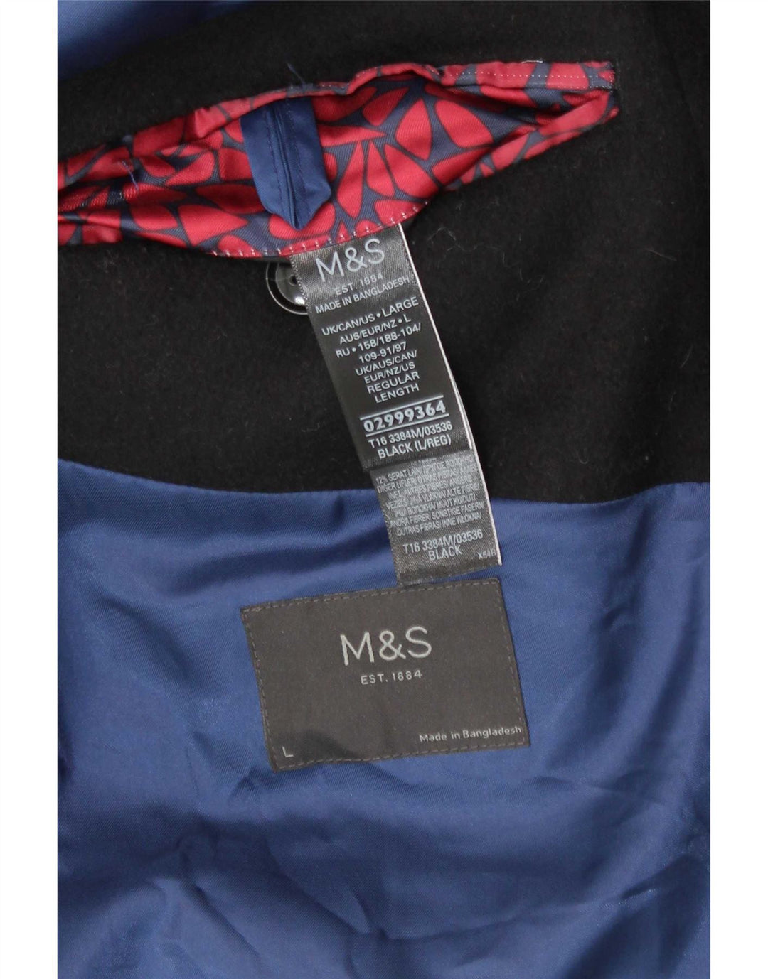 Мужское пальто стандартного кроя Marks & Spencer UK 40, большое, черное, классическое