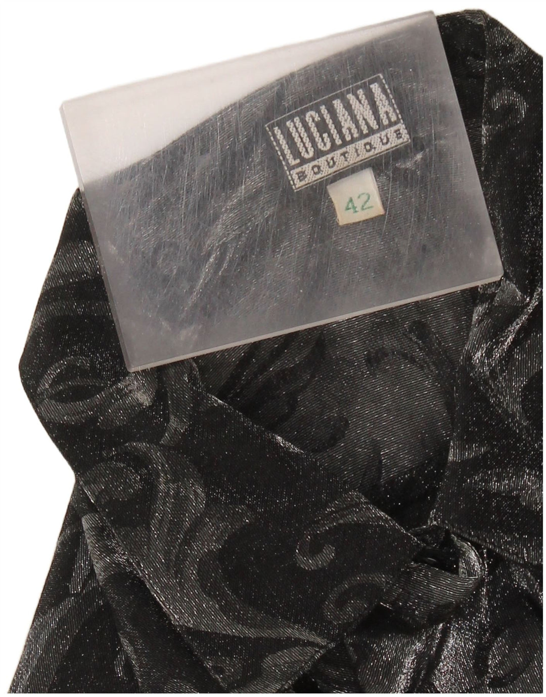 LUCIANA Женская блузка-рубашка с рюшами спереди IT 42 Средний Серый Пейсли