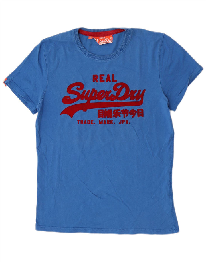 Мужская футболка с рисунком Superdry, большой синий хлопок