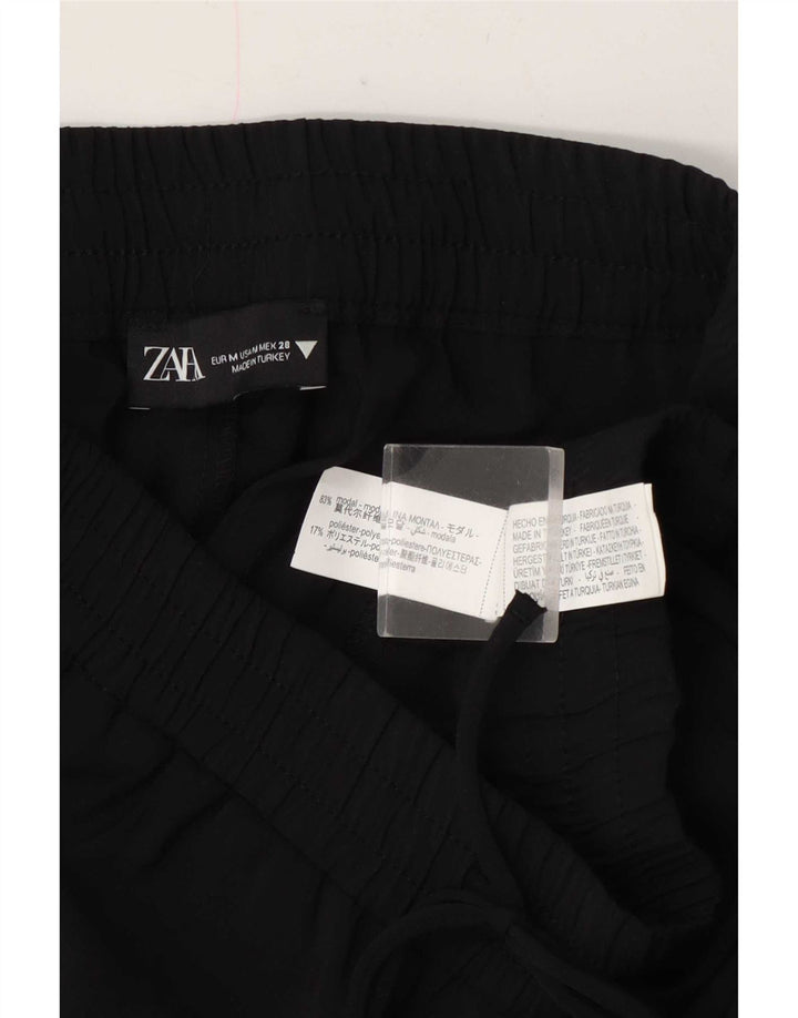 Zara Женские узкие укороченные брюки среднего размера W28 L25, черные модальные