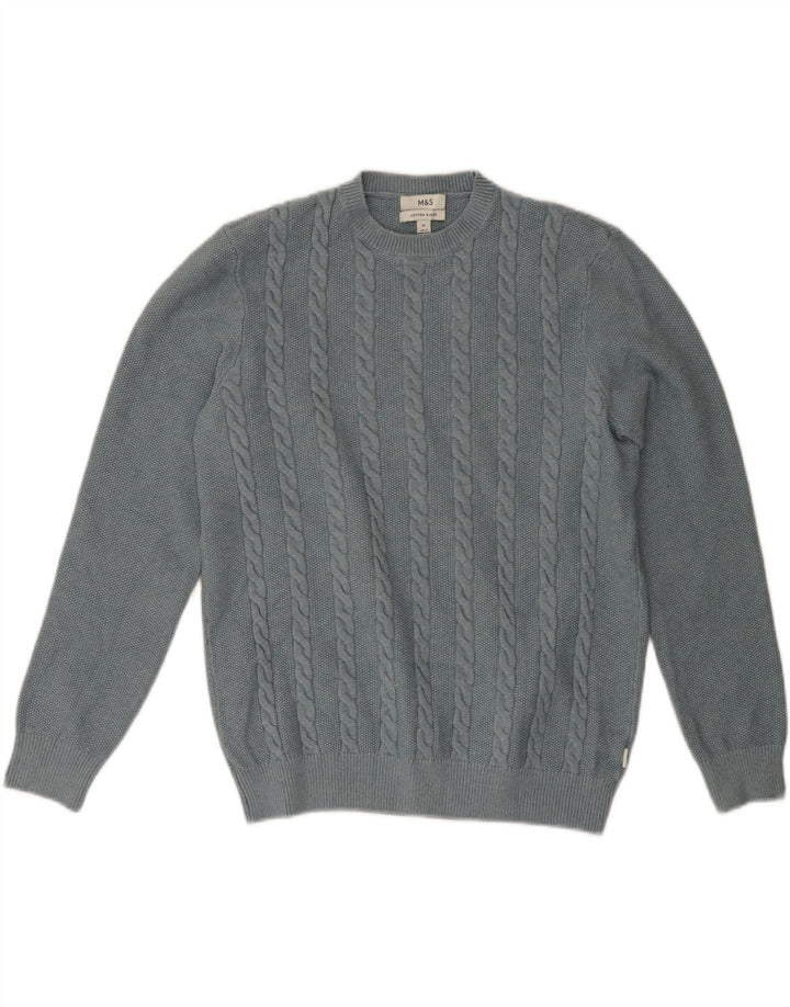 MARKS & SPENCER Womens Crew Neck Jumper Sweater UK 18 XL Blue Polyester Vintage Marks & Spencer and Second-Hand Marks & Spencer from Messina Hembry 
