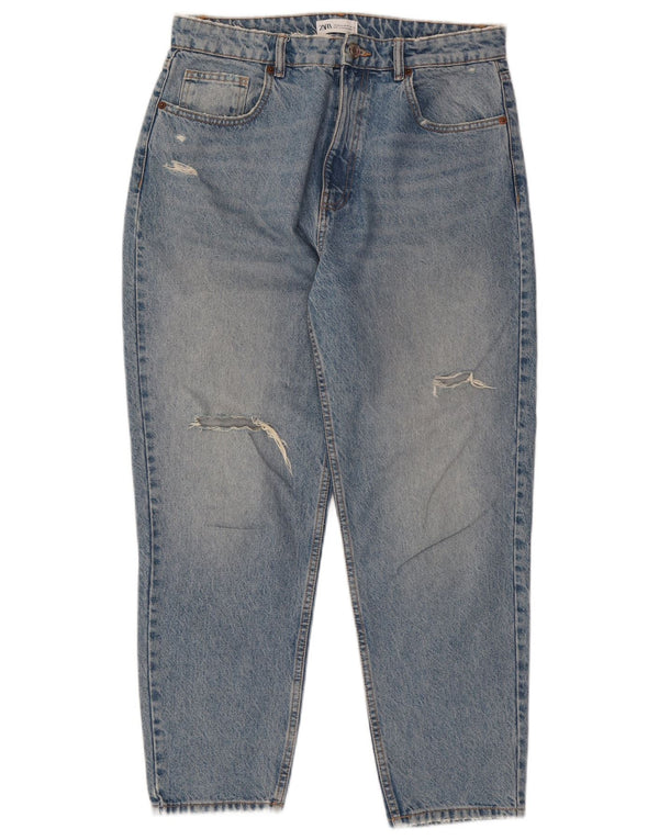 Женские зауженные джинсы Zara EU 44 XL W34 L27, синие, хлопок