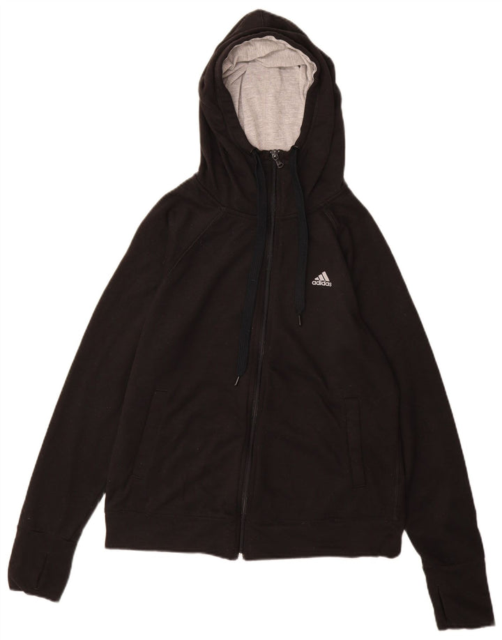 Женский свитер с капюшоном на молнии Adidas Climalite UK 12/14, средний черный, полиэстер