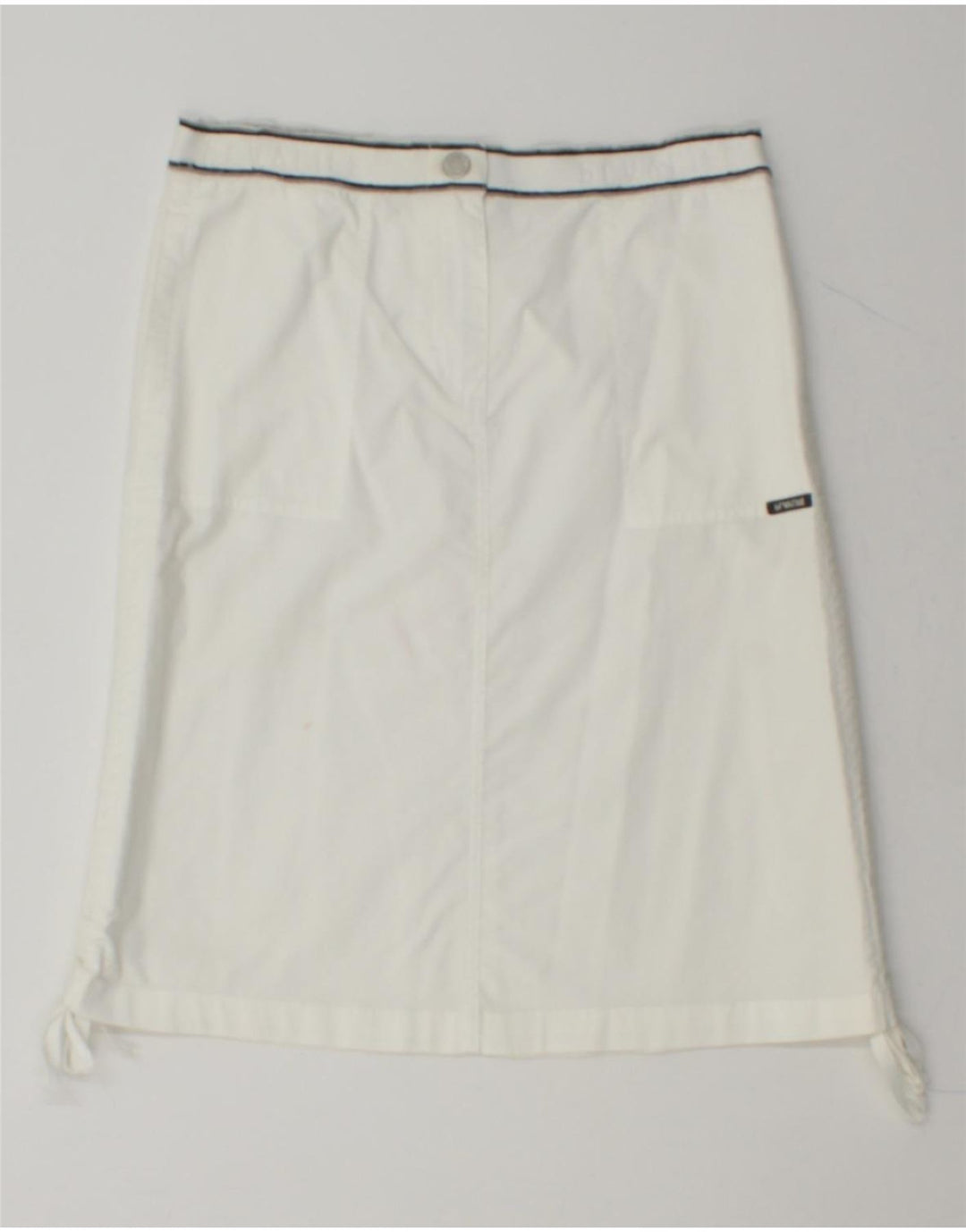 PLAYLIFE Womens A-Line Skirt IT 40 Small W32  White Cotton Vintage Playlife and Second-Hand Playlife from Messina Hembry 