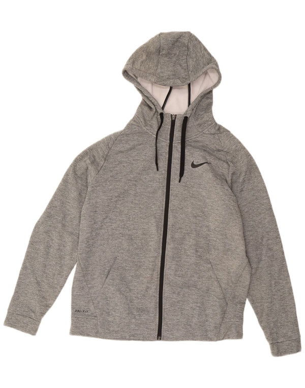 Мужской свитер с капюшоном на молнии Nike Dri Fit, большой серый полиэстер