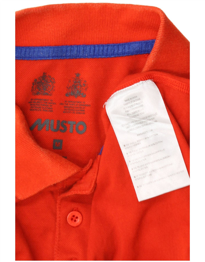 Мужская рубашка поло Musto с длинным рукавом, хлопковая, оранжевого цвета
