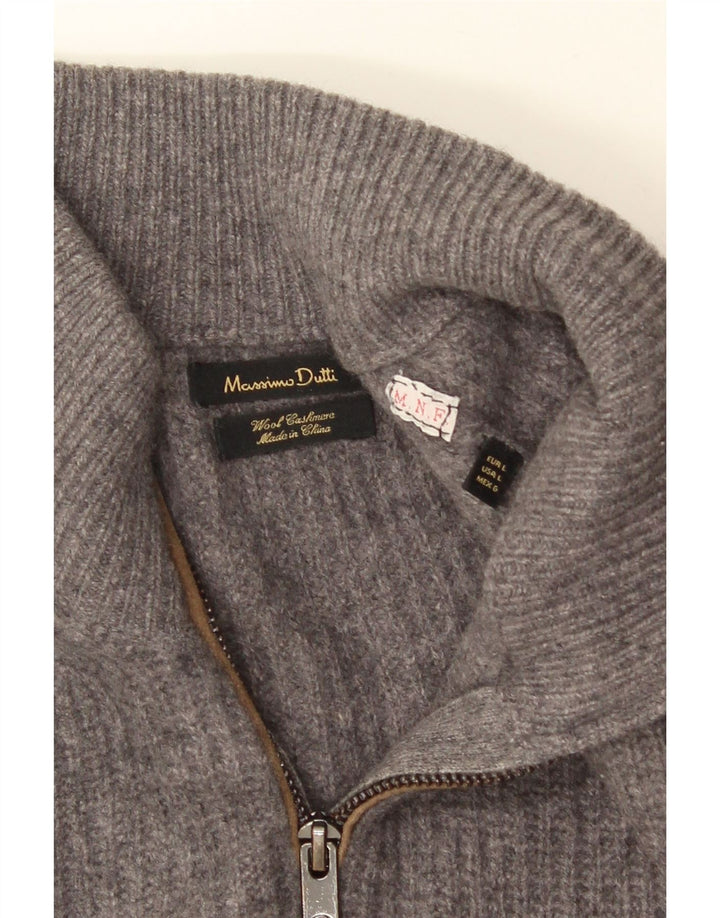 Мужской кардиган MASSIMO DUTTI, большой серый шерстяной свитер