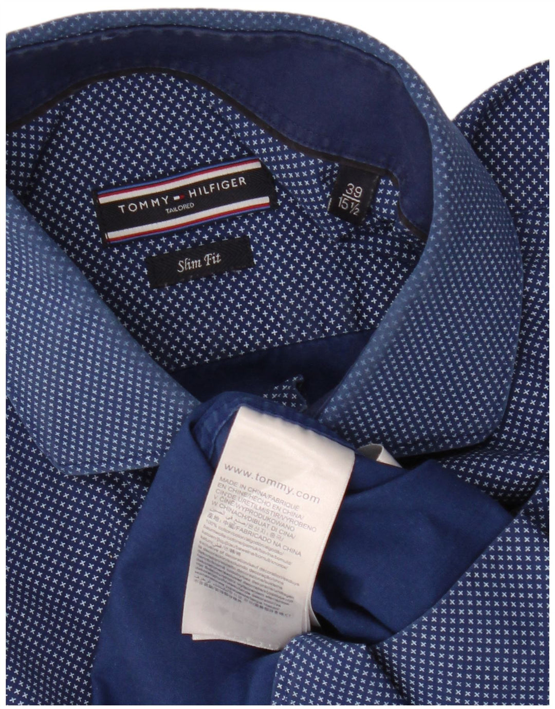 TOMMY HILFIGER Мужская рубашка с абстрактным узором, размер 15 1/2 39, средний темно-синий