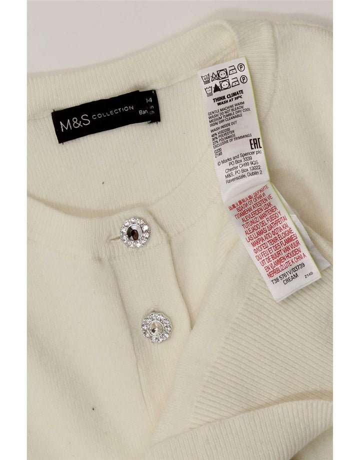 Женский укороченный кардиган Marks & Spencer UK 14, средний цвет из вискозы белого цвета