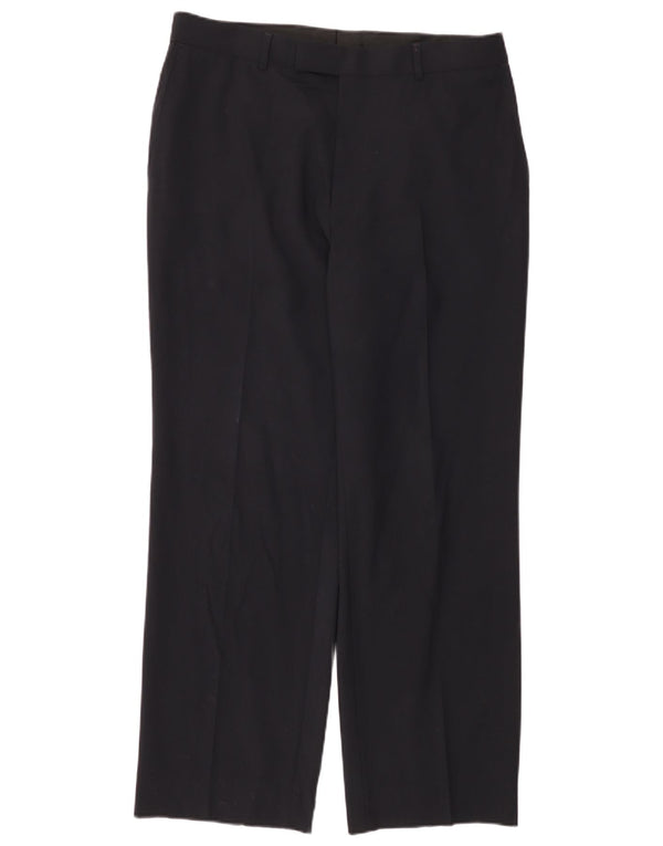 HUGO BOSS Женские прямые костюмные брюки W34 L31 Темно-синие из натуральной шерсти
