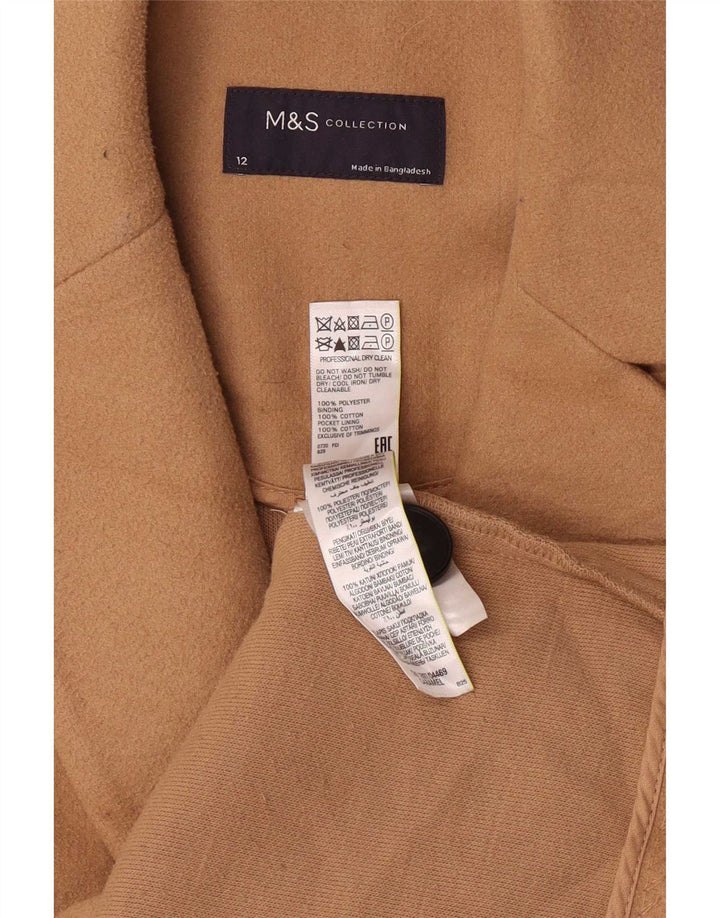 Женское пальто Marks & Spencer UK 12, средний коричневый, полиэстер