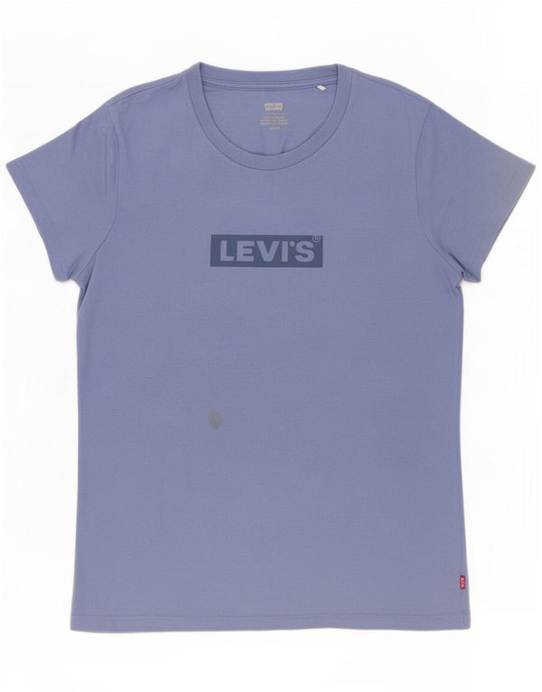 Женская футболка с рисунком Levi's Top UK 10, маленькая, синяя, хлопок