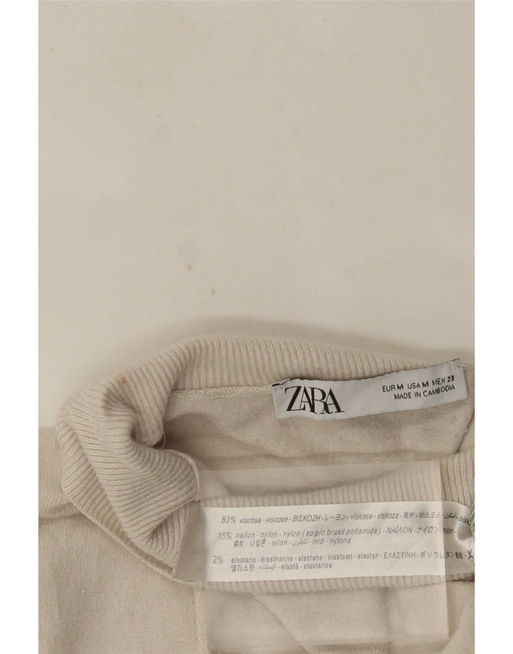 Женский джемпер с высоким воротником Zara UK 12, средний белый вискоза