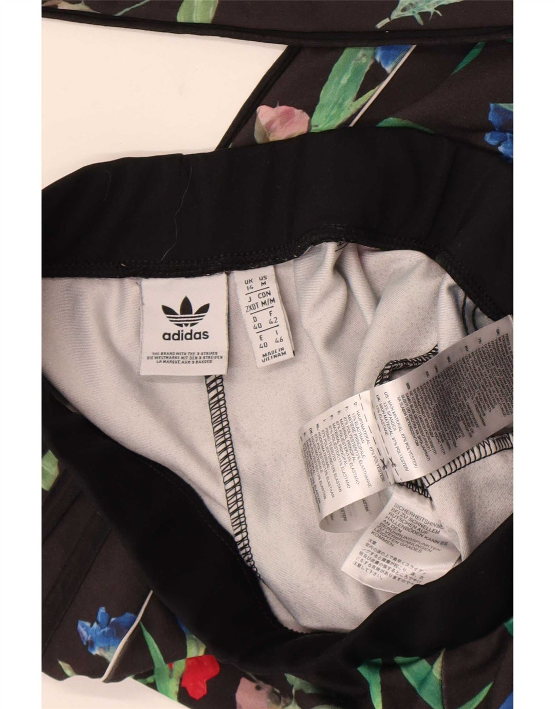 Женские леггинсы Adidas UK 14, средний черный цветочный полиэстер