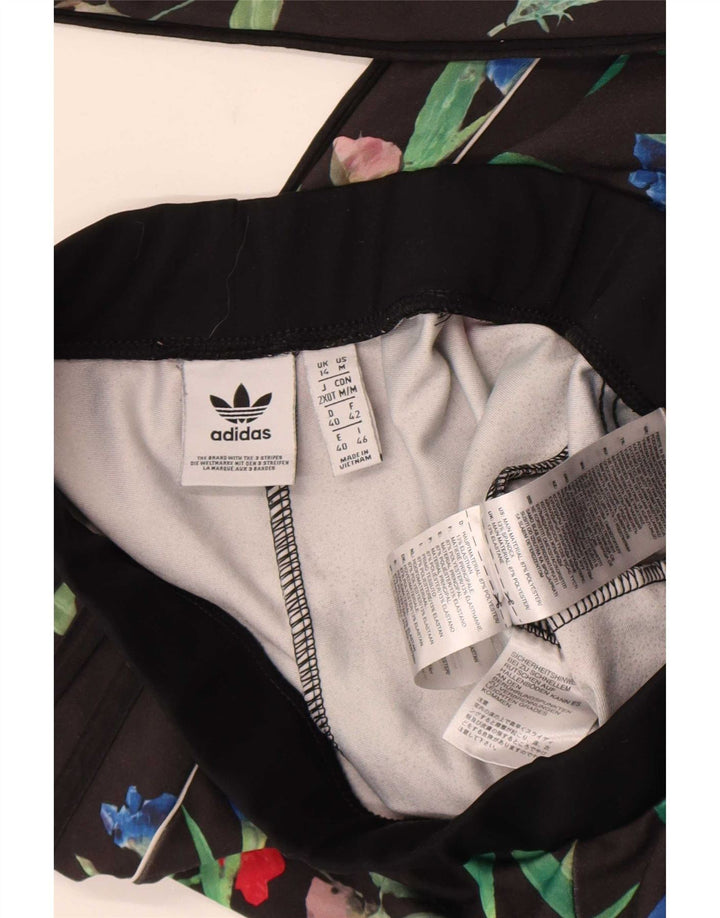 Женские леггинсы Adidas UK 14, средний черный цветочный полиэстер