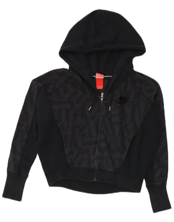 Женский свитер с капюшоном на молнии большого размера Nike UK 6 XS, черный с геометрическим узором