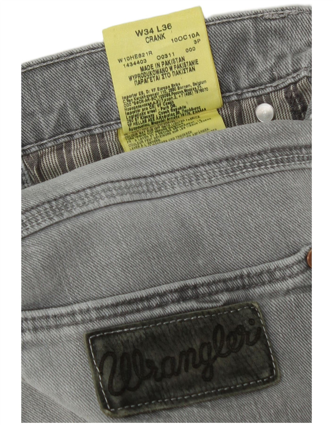 Мужские прямые джинсы Wrangler W34 L36, серый хлопок