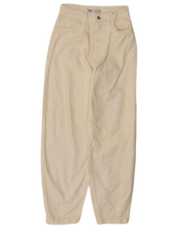 Женские джинсы свободного кроя с высокой талией Zara EU 34 2XS W24 L27 Off White