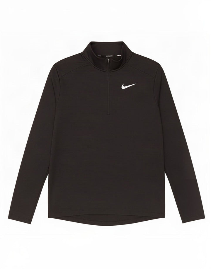 Мужской пуловер с воротником на молнии Nike Dri Fit, спортивный костюм, средний черный полиэстер