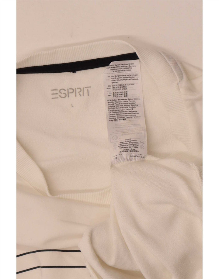 Женский свитер Esprit UK 16, хлопок в большую белую полоску