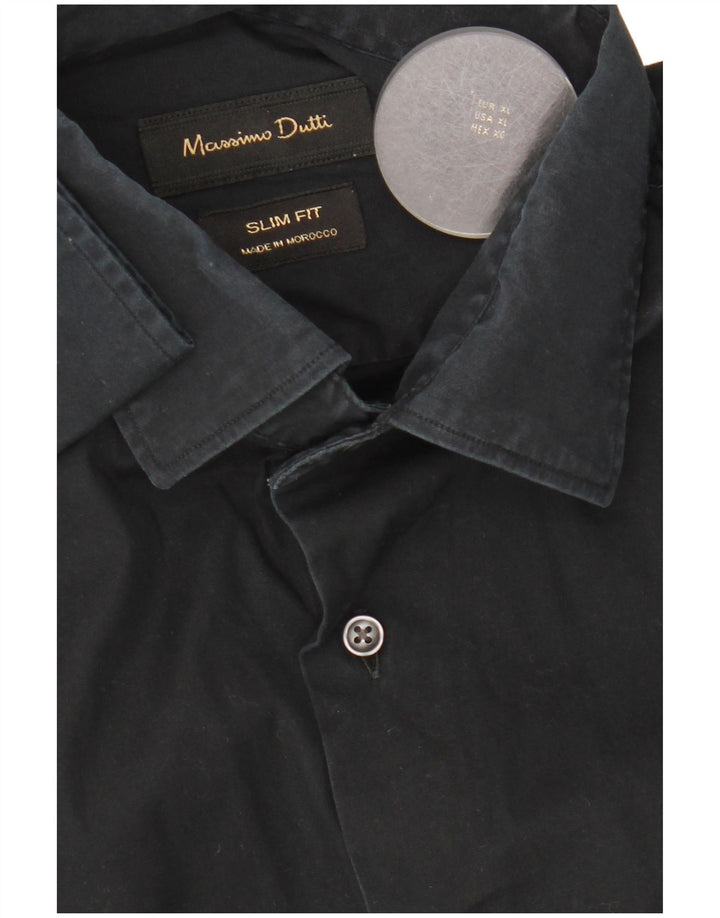 Мужская рубашка приталенного кроя Massimo Dutti XL черная