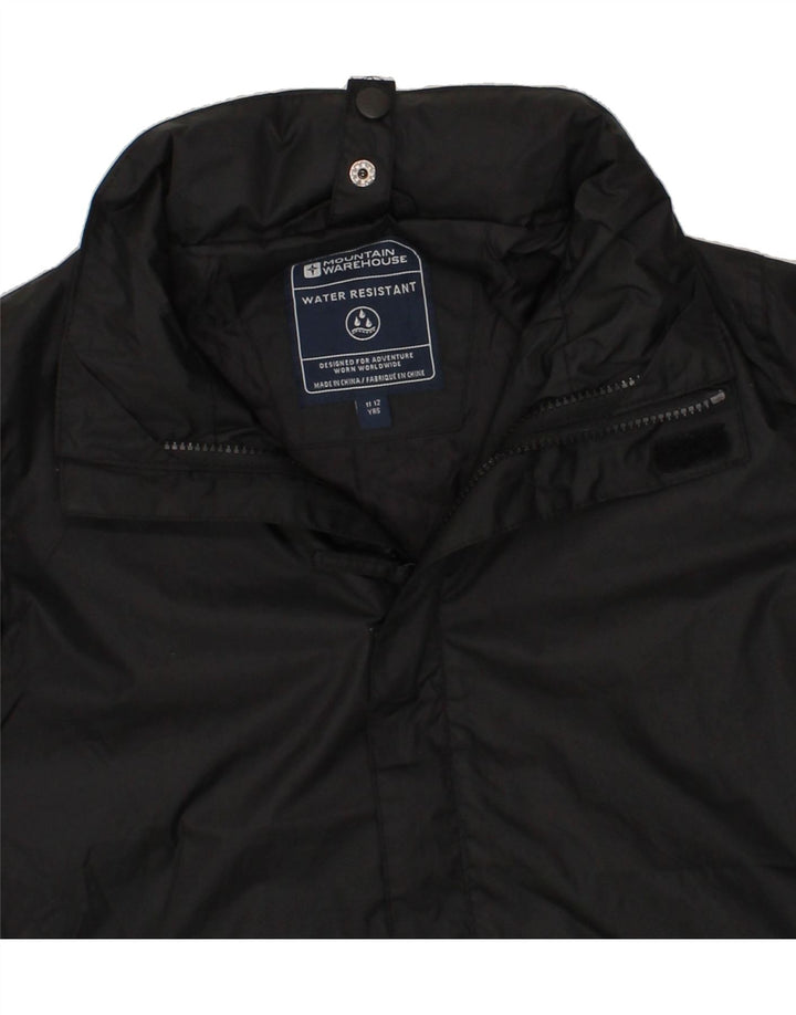 MOUNTAIN WAREHOUSE Boys Hooded Windbreaker Jacket 11-12 Years Black Vintage Mountain Warehouse and Second-Hand Mountain Warehouse from Messina Hembry 