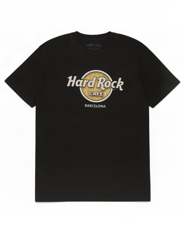 Мужская футболка с рисунком Hard Rock Cafe Barcelona, большой черный хлопковый топ
