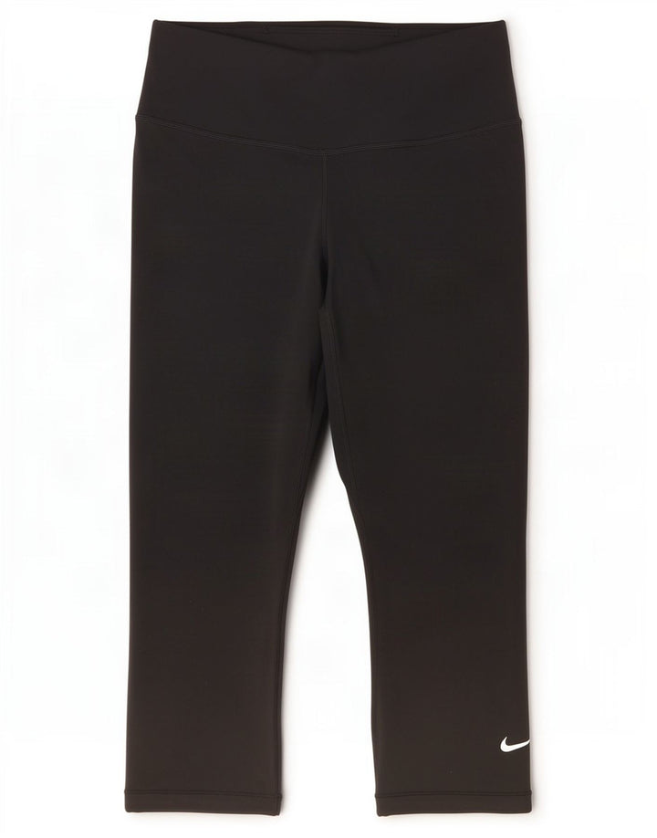 Женские леггинсы-капри Nike Dri Fit UK 8, маленькие черные из полиэстера