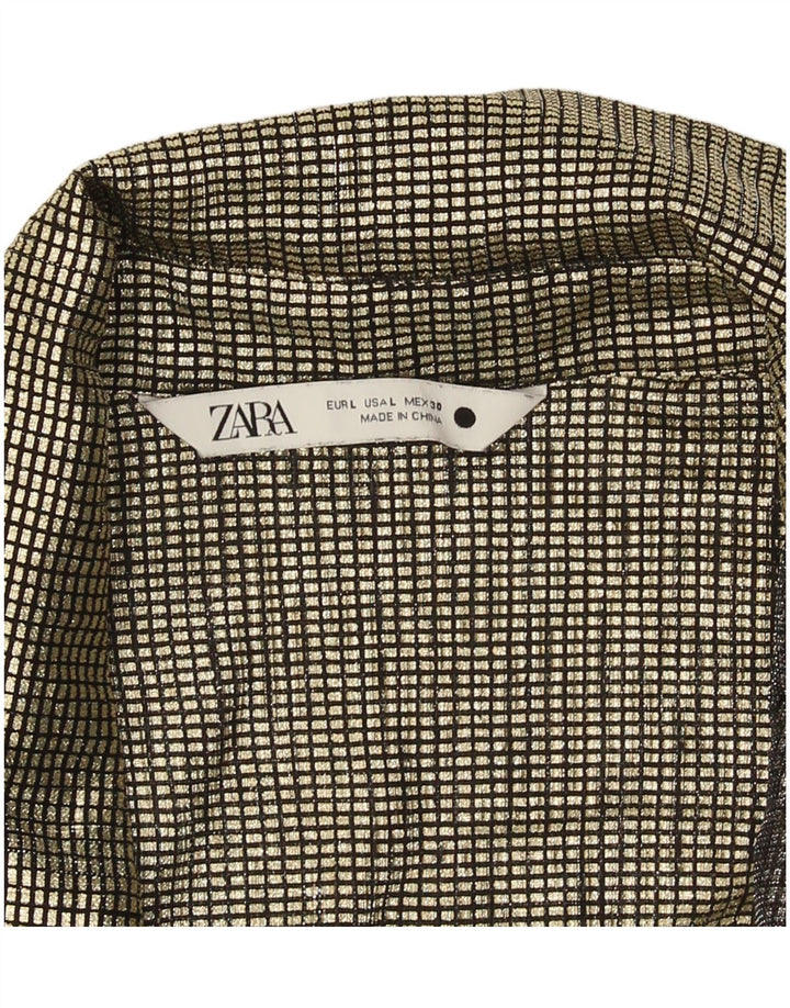 Женская блузка-рубашка Zara UK 14, большая золотистая клетка