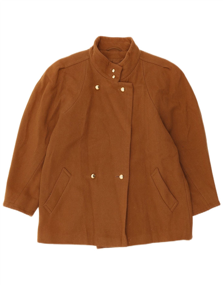 Женская двубортная куртка St Michael UK 14, большая, бежевая, шерстяная