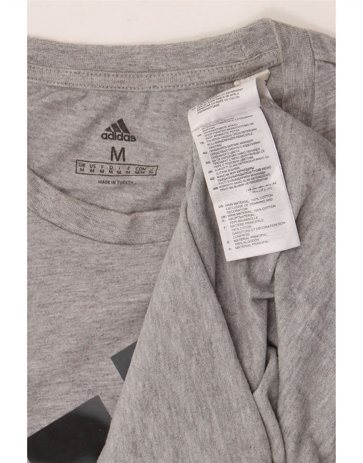 Мужская футболка ADIDAS с рисунком, хлопковый топ среднего серого цвета с крапинками