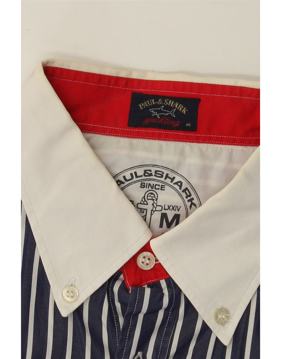 Мужская рубашка с рисунком Paul & Shark, размер 46, 2XL, темно-синяя в полоску